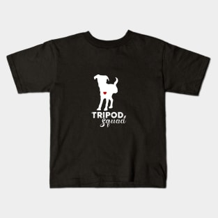 Tripod Squad, Three-Legged Dog, BACK LEFT LEG amputee Kids T-Shirt